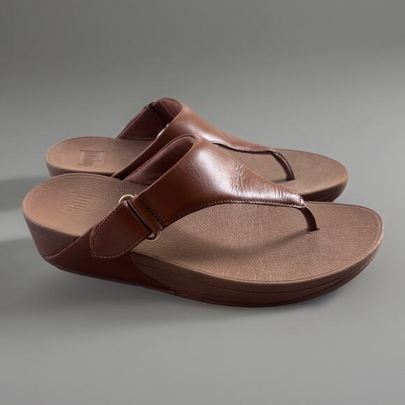 Fitflop Women's LuLu Leather Toepost Thong sandals AD3-592 Light Tan US Women 8 - Picture 2 of 9